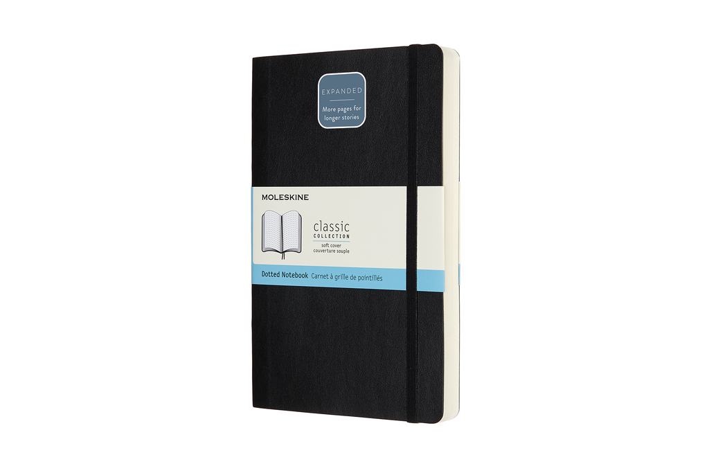 Zápisník Moleskine Expanded měkký tečkovaný černý L