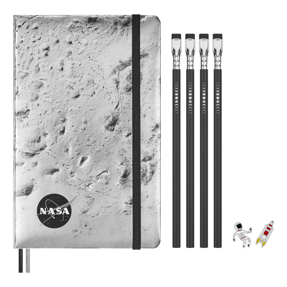 NASA-inspired sada Moleskine - zápisník linkovaný L a grafitové tužky v dárkové krabici