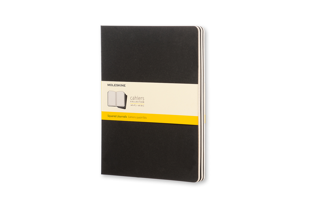 Sešity Moleskine Cahier 3 ks čtverečkované černé XL
