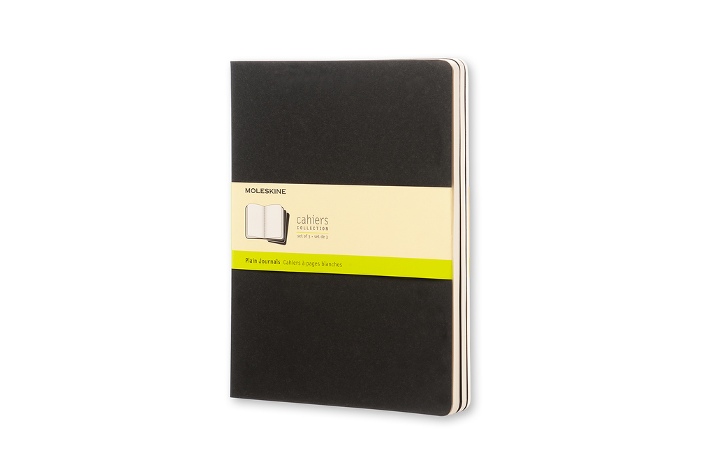 Sešity Moleskine Cahier 3 ks čisté černé XL