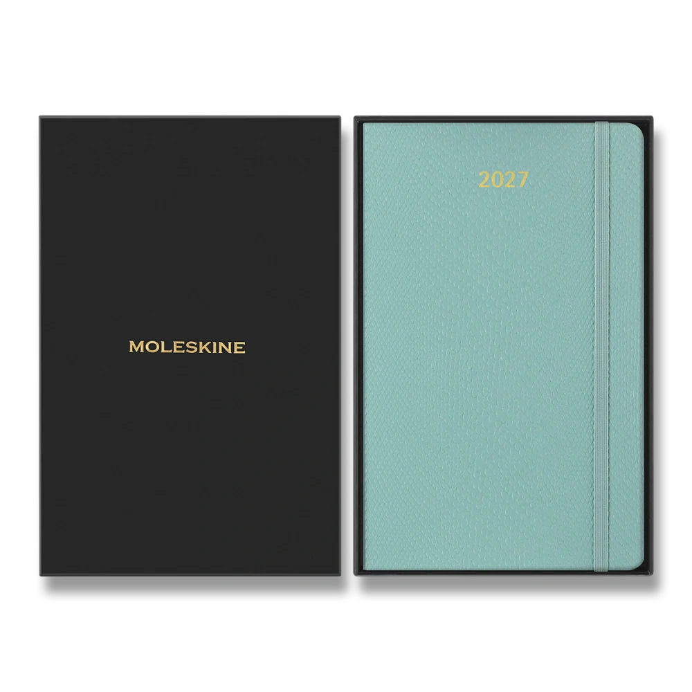 Precious & Ethical Vegea plánovácí zápisník Moleskine 2027 měkký zelený L v dárkové krabici