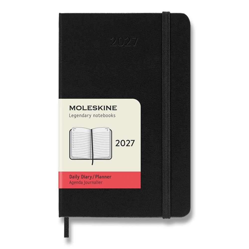 Diář Moleskine 2027 denní tvrdý černý S