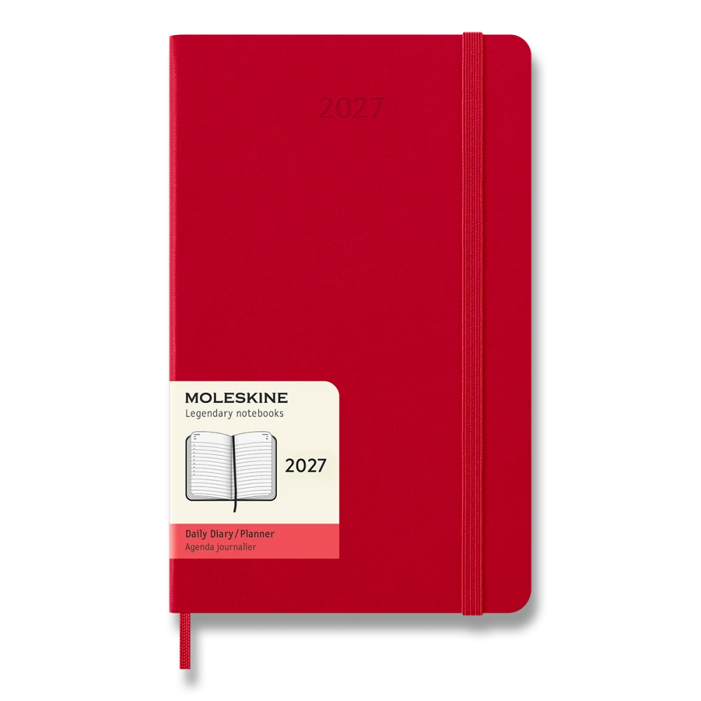 Diář Moleskine 2027 denní tvrdý červený L