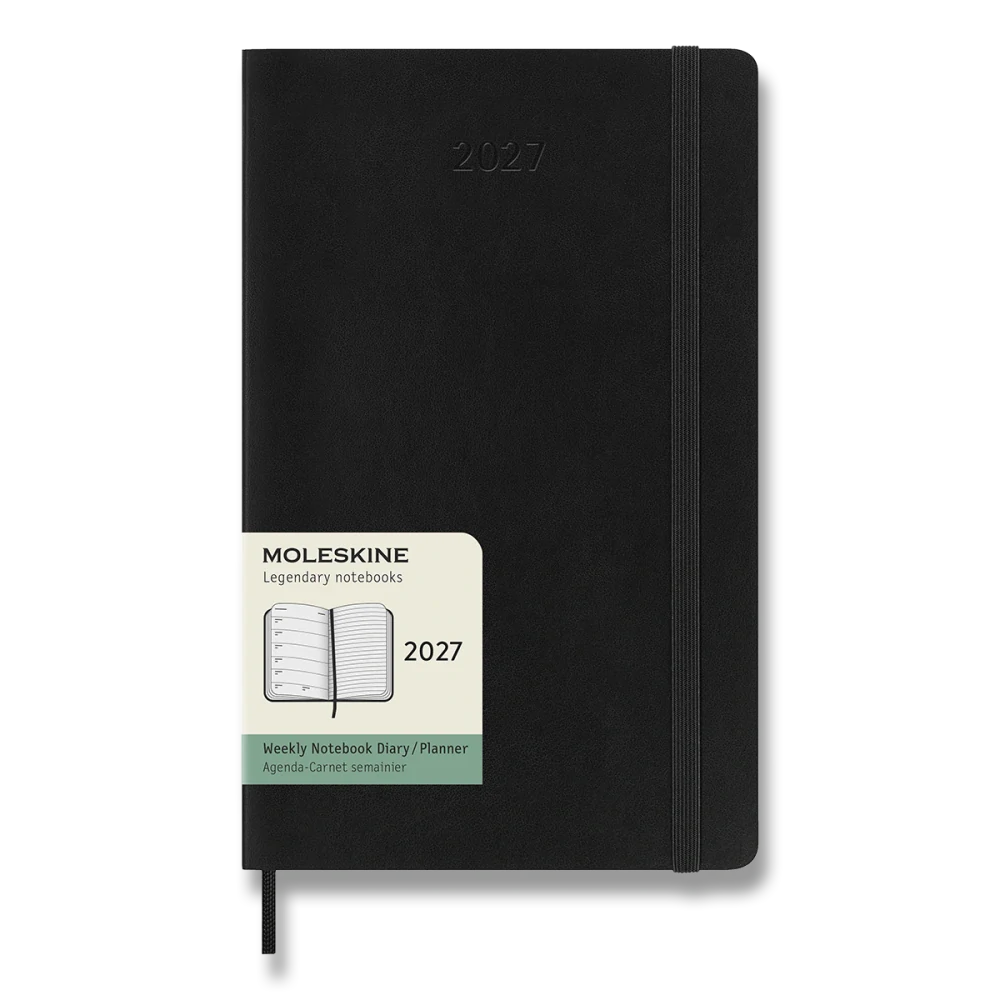 Plánovací zápisník Moleskine 2027 měkký černý L