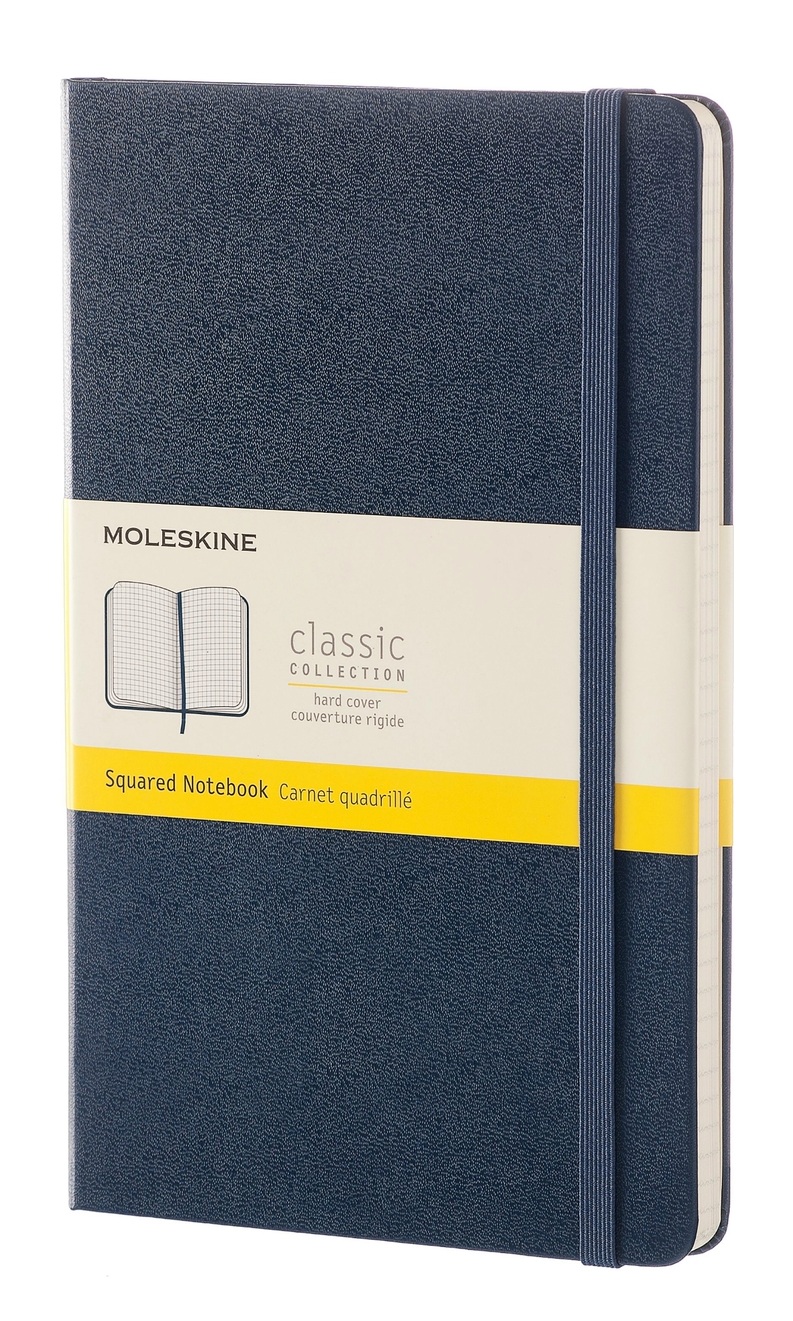 Zápisník Moleskine tvrdý čtverečkovaný modrý L