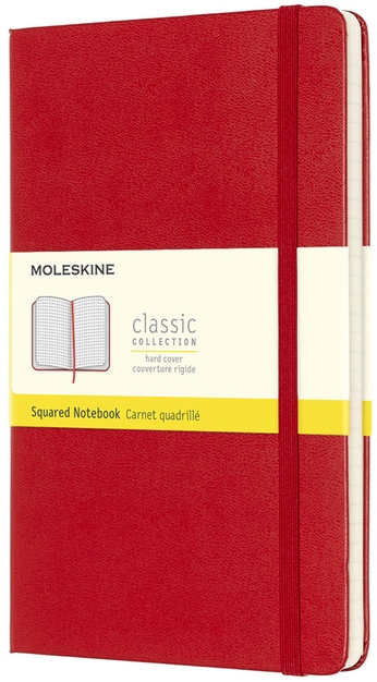 Zápisník Moleskine tvrdý čtverečkovaný červený L