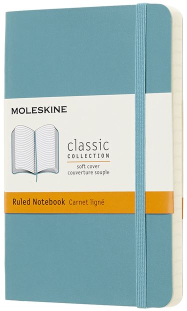Zápisník Moleskine měkký linkovaný modrozelený S
