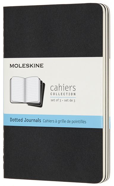 Sešity Moleskine Cahier 3 ks tečkované černé S