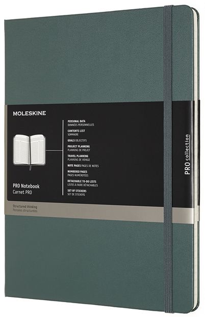 Professional diář-zápisník Moleskine tvrdý zelený XL
