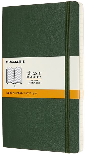Zápisník Moleskine měkký linkovaný zelený L