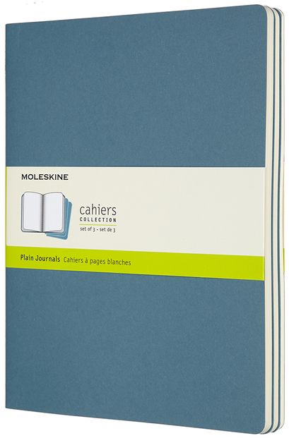 Sešity Moleskine Cahier 3 ks čisté modré XL