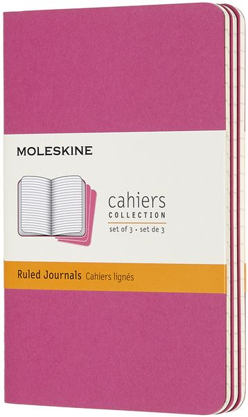 Sešity Moleskine Cahier 3 ks linkované růžové S