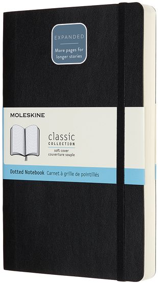Zápisník Moleskine Expanded měkký tečkovaný černý L