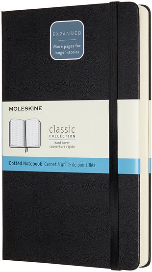 Zápisník Moleskine Expanded tvrdý tečkovaný černý L