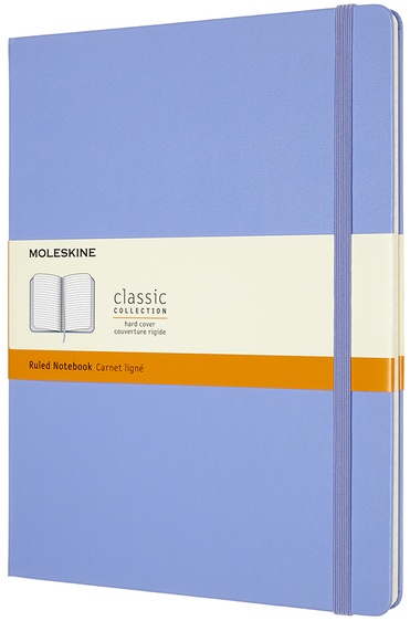 Zápisník Moleskine tvrdý linkovaný světle modrý XL