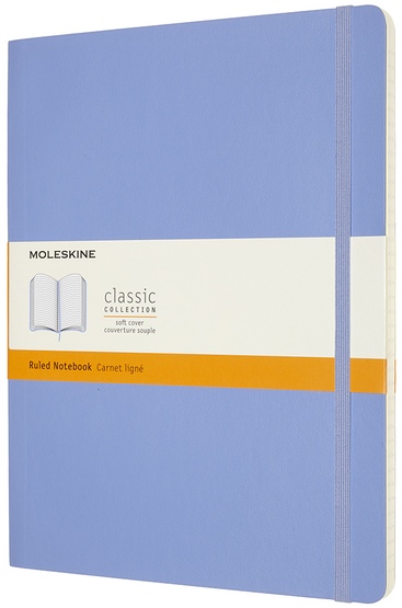 Zápisník Moleskine měkký linkovaný světle modrý XL