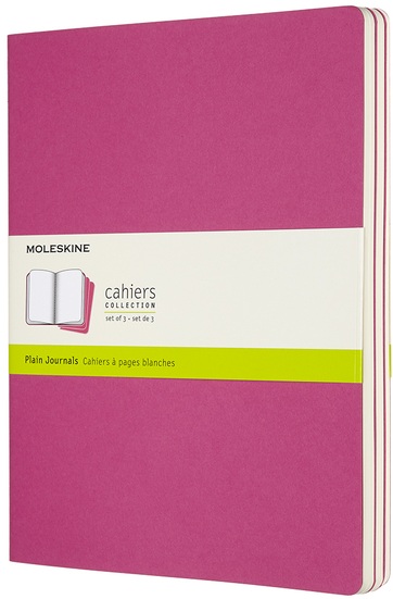 Sešity Moleskine Cahier 3 ks čisté růžové XL