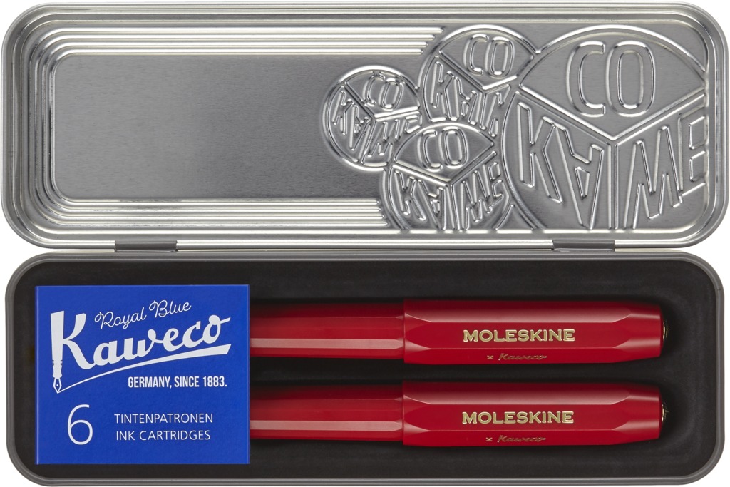 Sada propisovací tužka a plnicí pero červené Moleskine X Kaweco