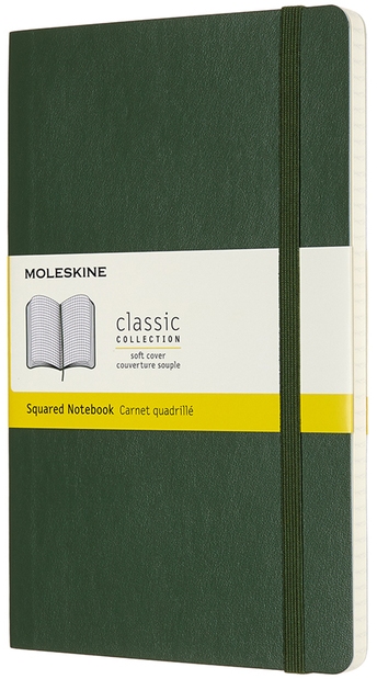 Zápisník Moleskine tvrdý čtverečkovaný zelený L
