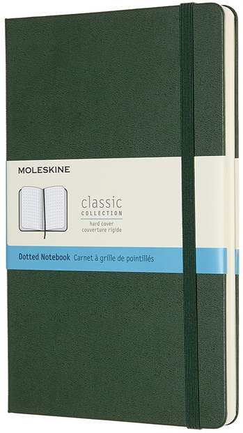 Zápisník Moleskine tvrdý tečkovaný zelený XL