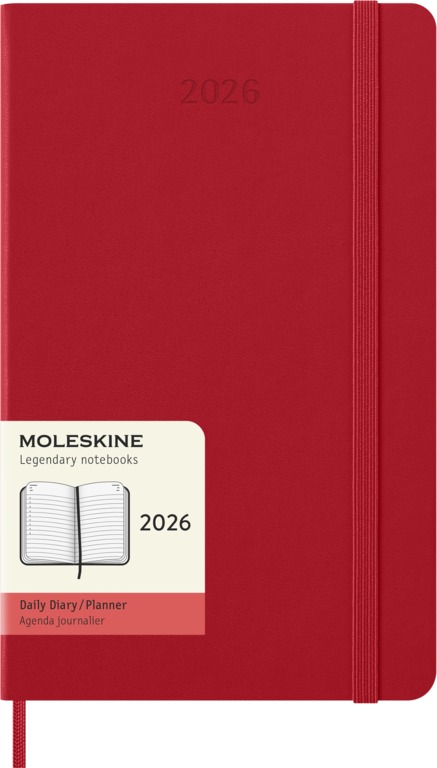 Diář Moleskine 2026 denní tvrdý červený L