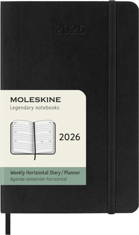 Horizontální týdenní diář Moleskine 2027 měkký černý S