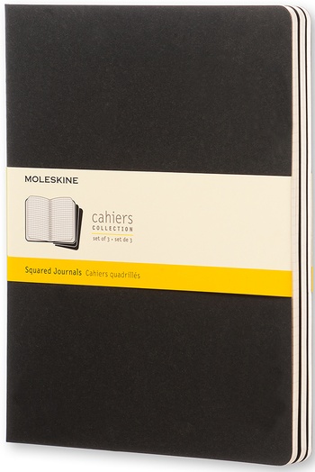 Sešity Moleskine Cahier 3 ks čtverečkované černé XL