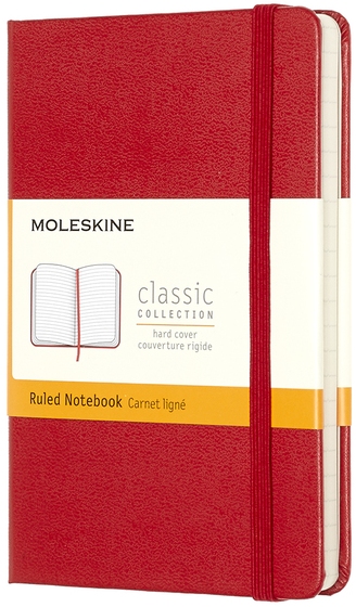 Zápisník Moleskine tvrdý linkovaný červený S