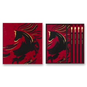 Dárková sada Moleskine Horse Wood - zápisník linkovaný L a 4 grafitové tužky