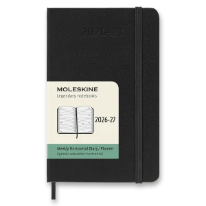 18měsíční horizontální diář Moleskine 2026-2027 tvrdý černý S