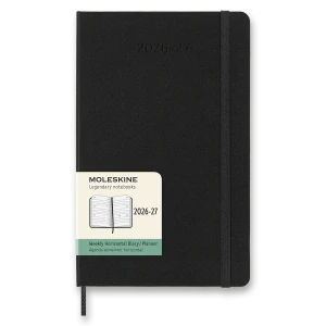 18měsíční horizontální diář Moleskine 2026-2027 tvrdý černý L