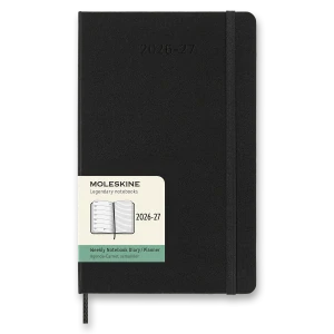 18měsíční týdenní diář Moleskine 2026-2027 tvrdý černý L
