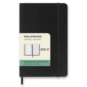 18měsíční týdenní diář Moleskine 2026-2027 měkký černý S 