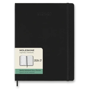 18měsíční týdenní diář Moleskine 2026-2027 měkký černý XL 