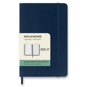 18měsíční týdenní diář Moleskine 2026-2027 měkký modrý S 