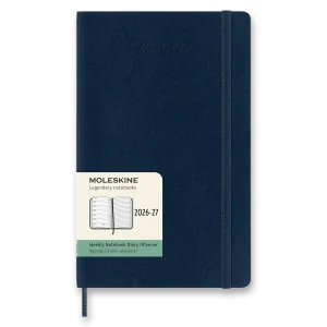 18měsíční týdenní diář Moleskine 2026-2027 měkký modrý L