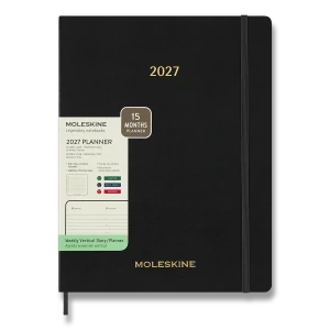 Essential 15měsíční vertikální týdenní diář Moleskine 2027 měkký černý XXL