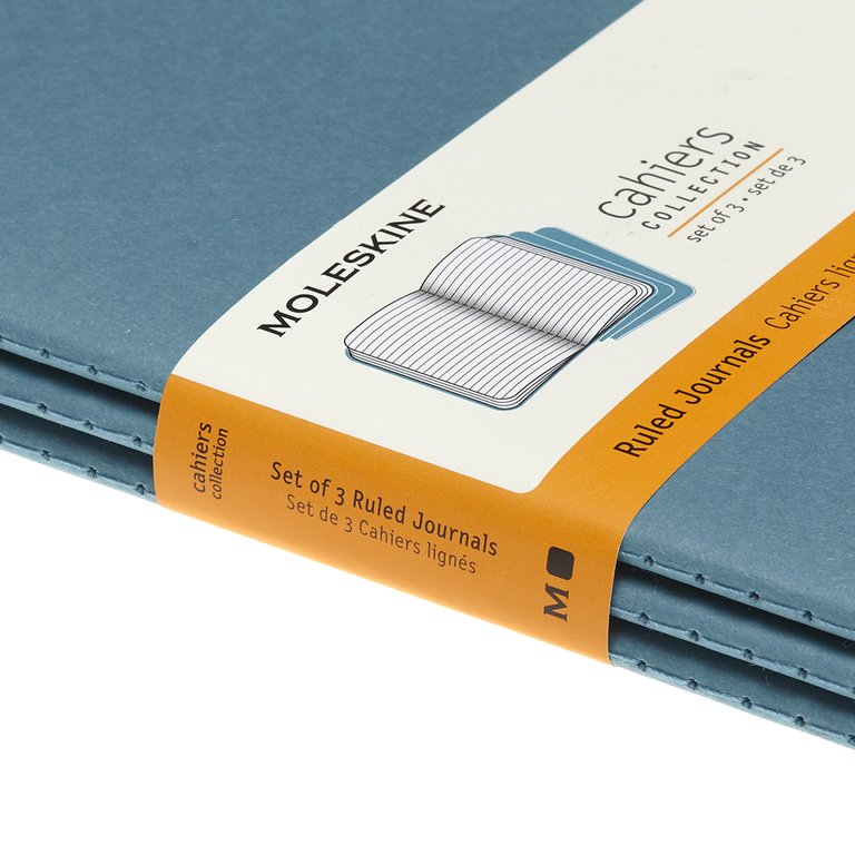 Sešity Moleskine Cahier 3 ks linkované modré L