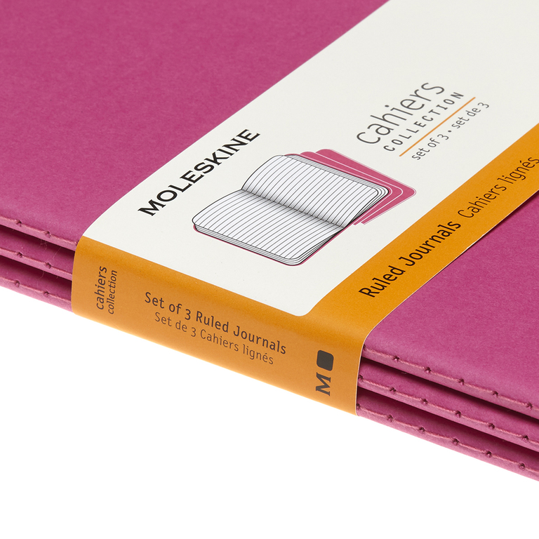 Sešity Moleskine Cahier 3 ks linkované růžové L