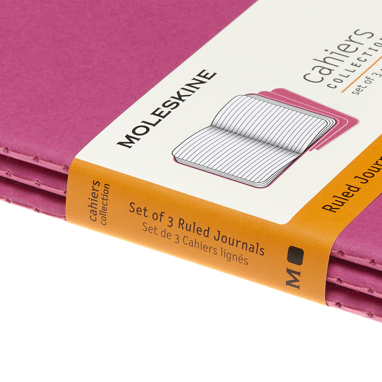 Sešity Moleskine Cahier 3 ks linkované růžové S
