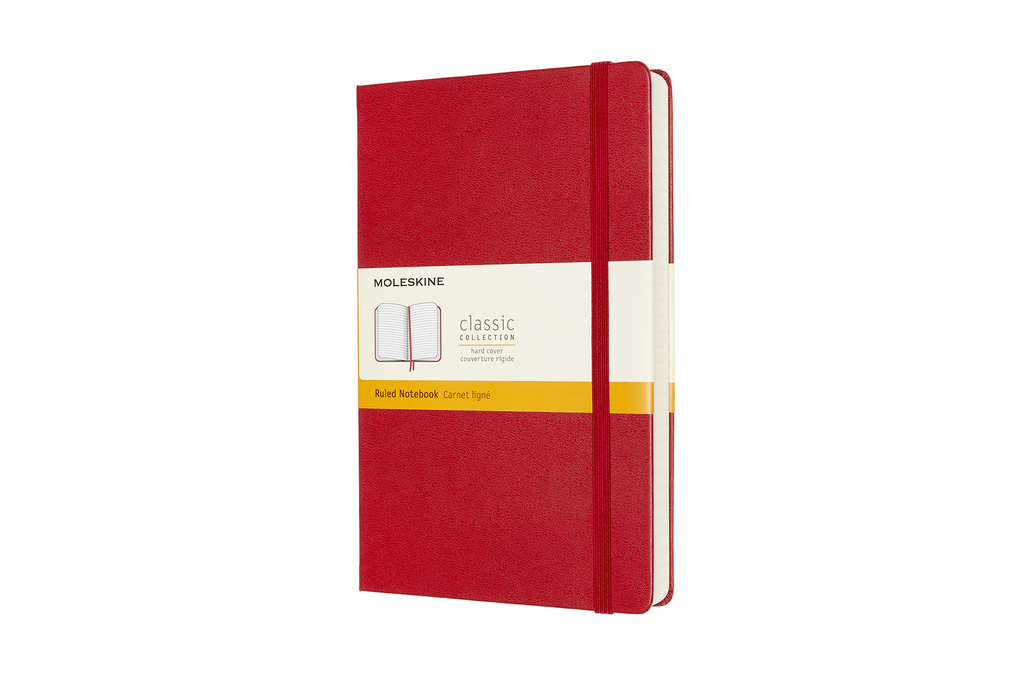 Zápisník Moleskine Expanded tvrdý linkovaný červený L