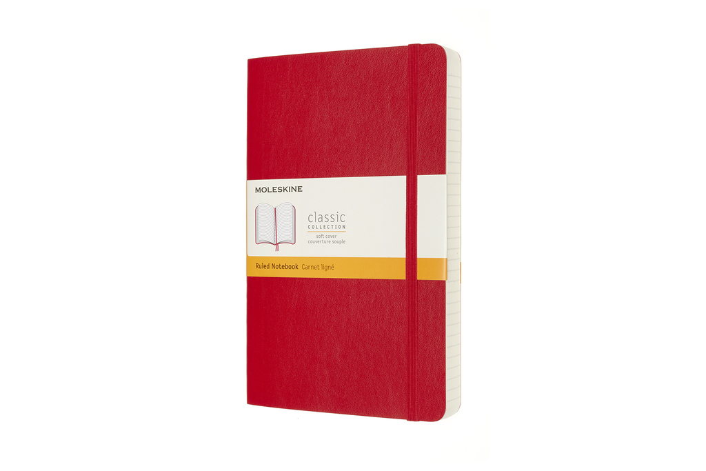 Zápisník Moleskine Expanded měkký linkovaný červený L