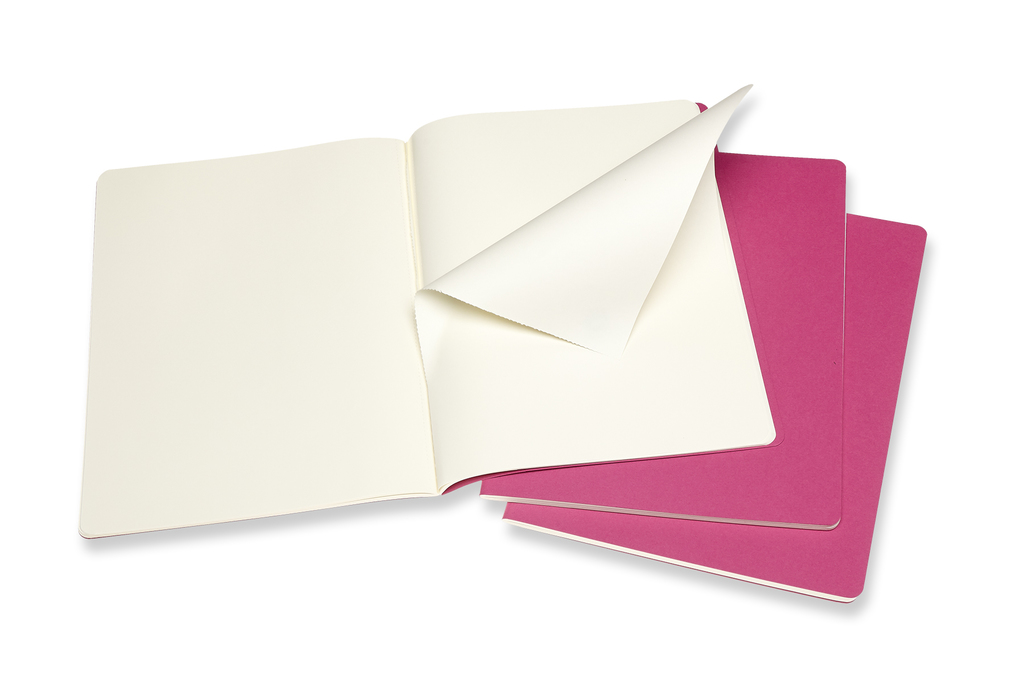 Sešity Moleskine Cahier 3 ks čisté růžové XL