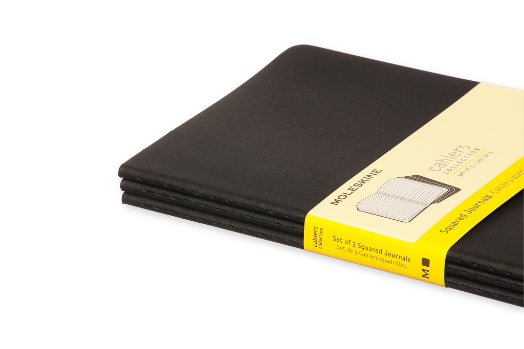 Sešity Moleskine Cahier 3 ks čtverečkované černé L