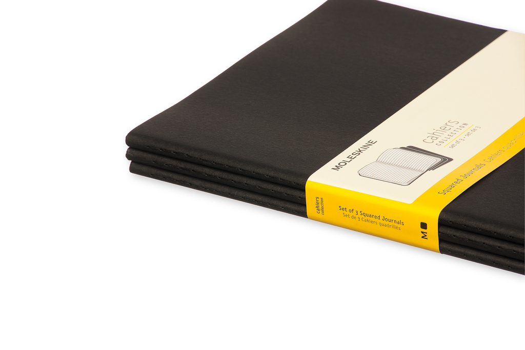 Sešity Moleskine Cahier 3 ks čtverečkované černé XL