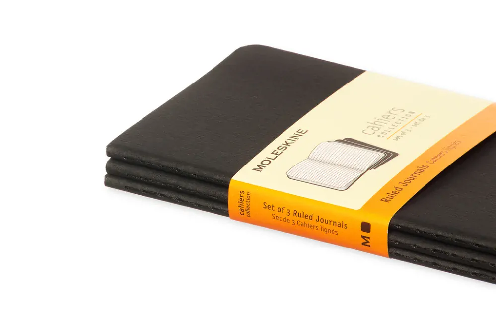 Sešity Moleskine Cahier 3 ks linkované černé S