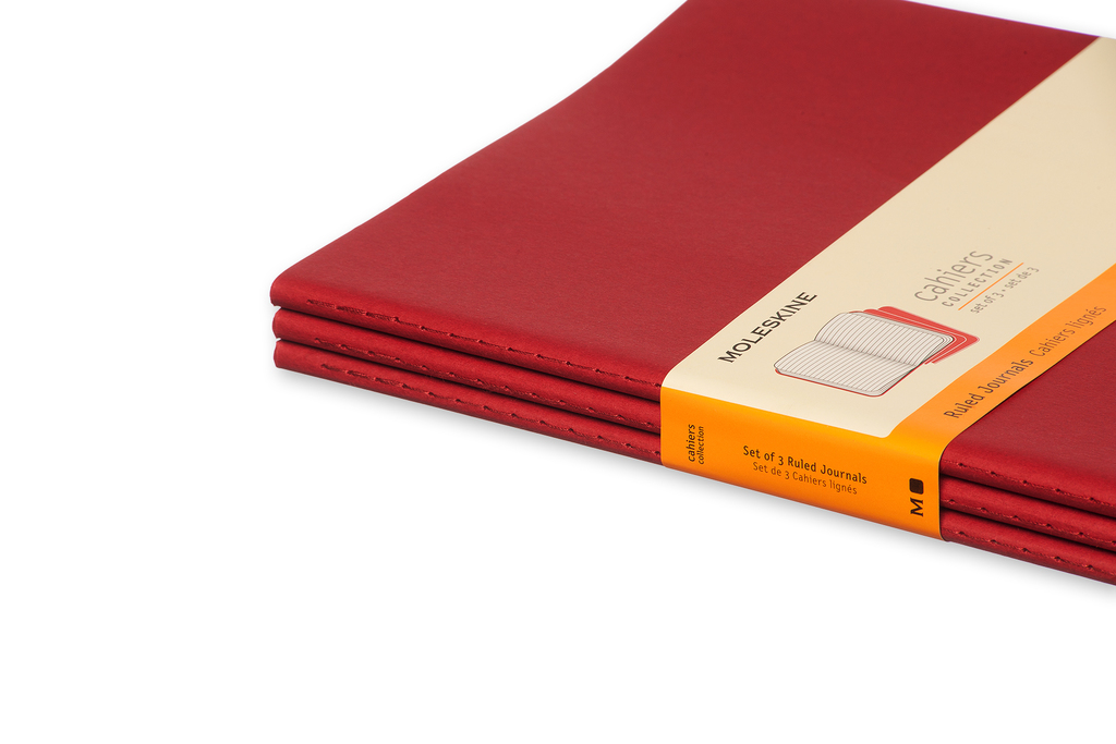 Sešity Moleskine Cahier 3 ks linkované červené XL