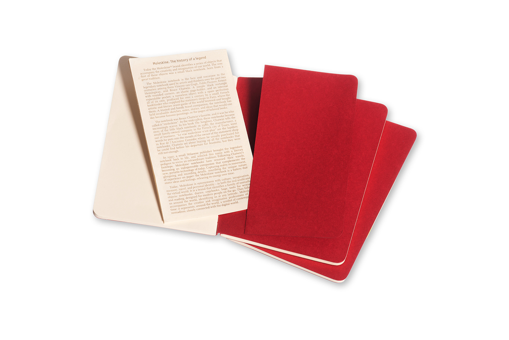 Sešity Moleskine Cahier 3 ks čisté červené S