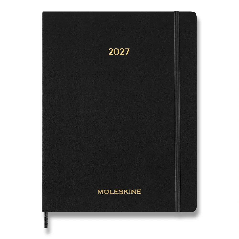 Essential 15měsíční vertikální týdenní diář Moleskine 2027 měkký černý XXL