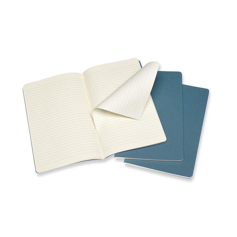 Sešity Moleskine Cahier 3 ks linkované modré L